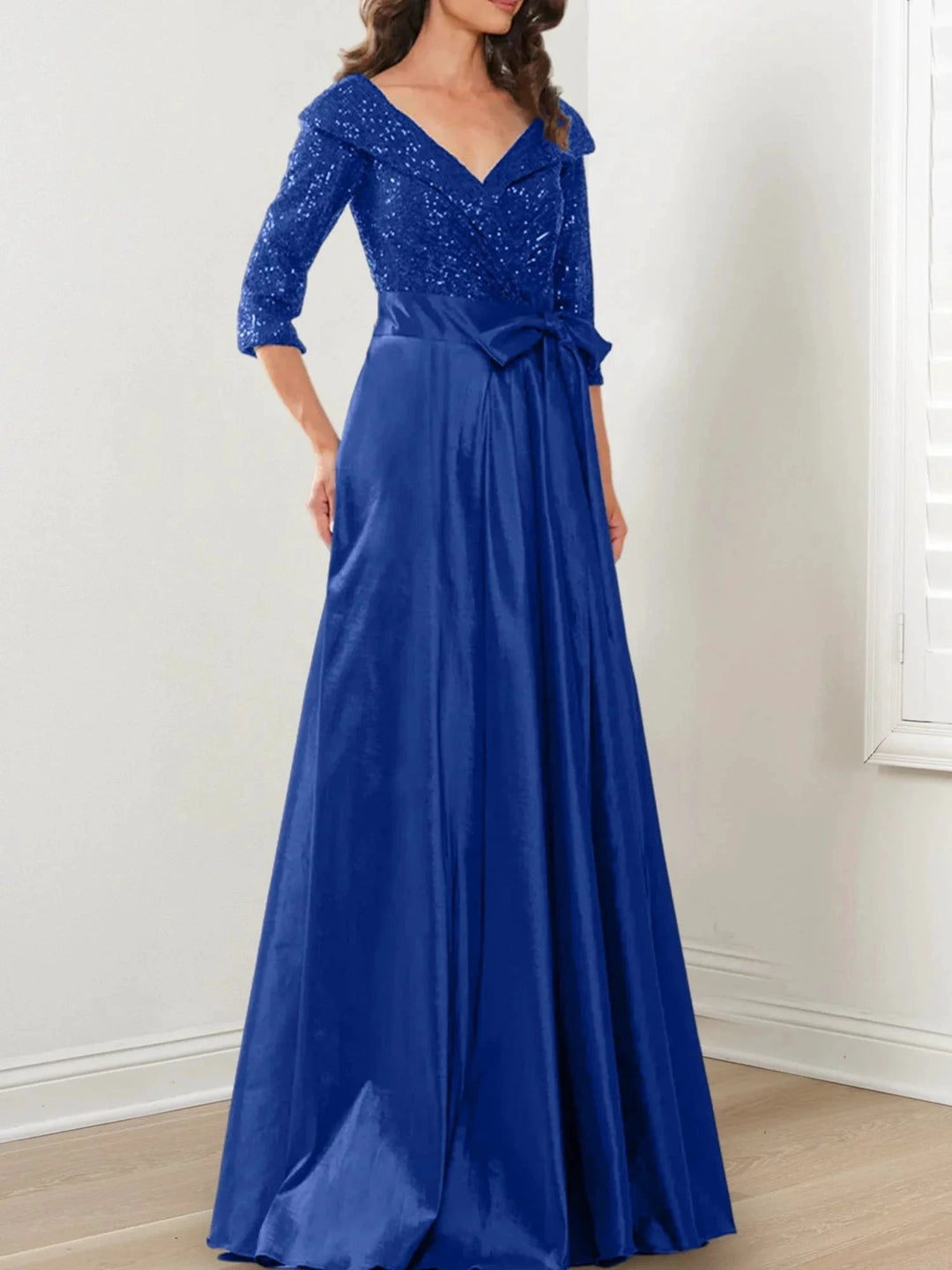 A-Line/Princess V-Neck Floor-Length Mother of the Bride Dresses by Dreamylily