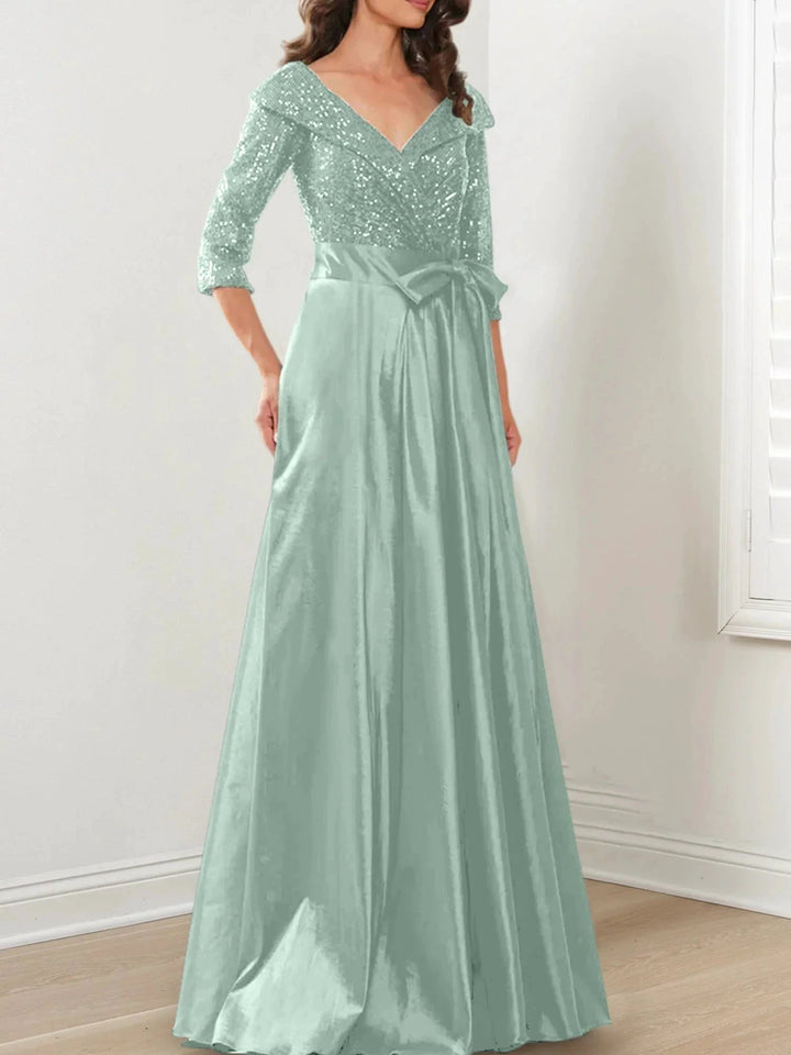 A-Line/Princess V-Neck Floor-Length Mother of the Bride Dresses by Dreamylily