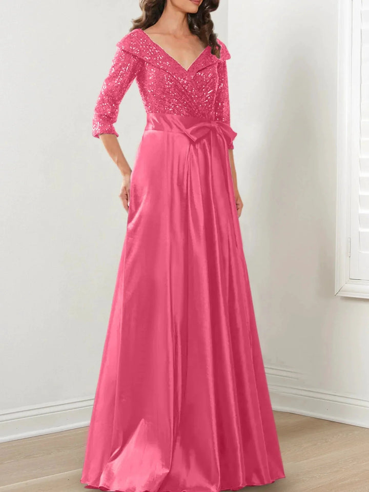 A-Line/Princess V-Neck Floor-Length Mother of the Bride Dresses by Dreamylily