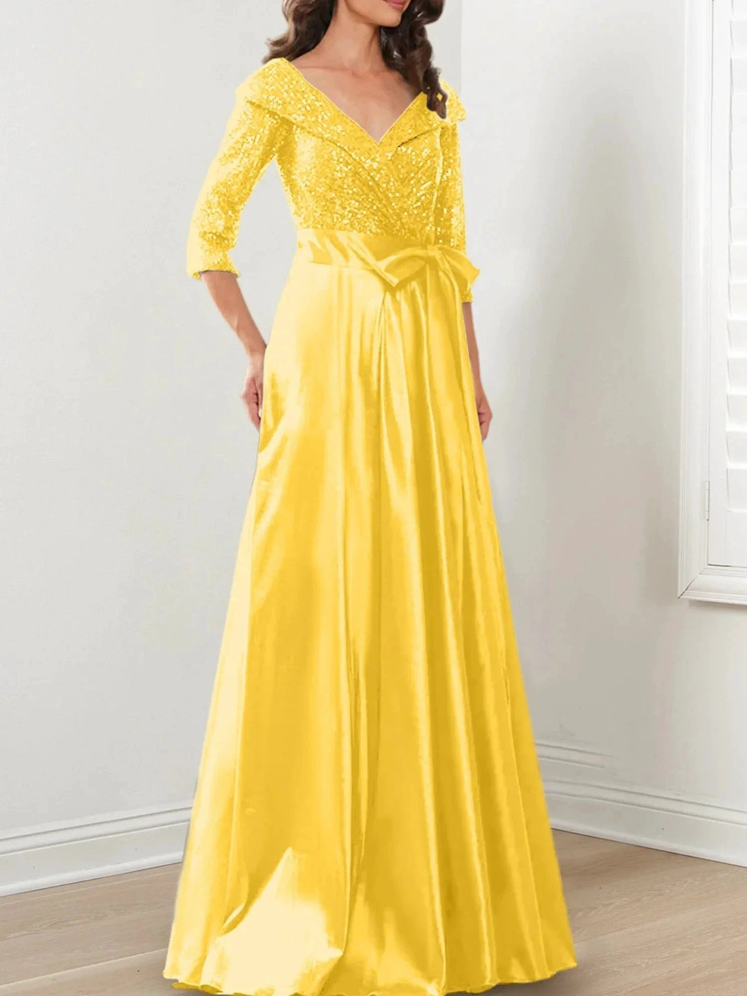 A-Line/Princess V-Neck Floor-Length Mother of the Bride Dresses by Dreamylily