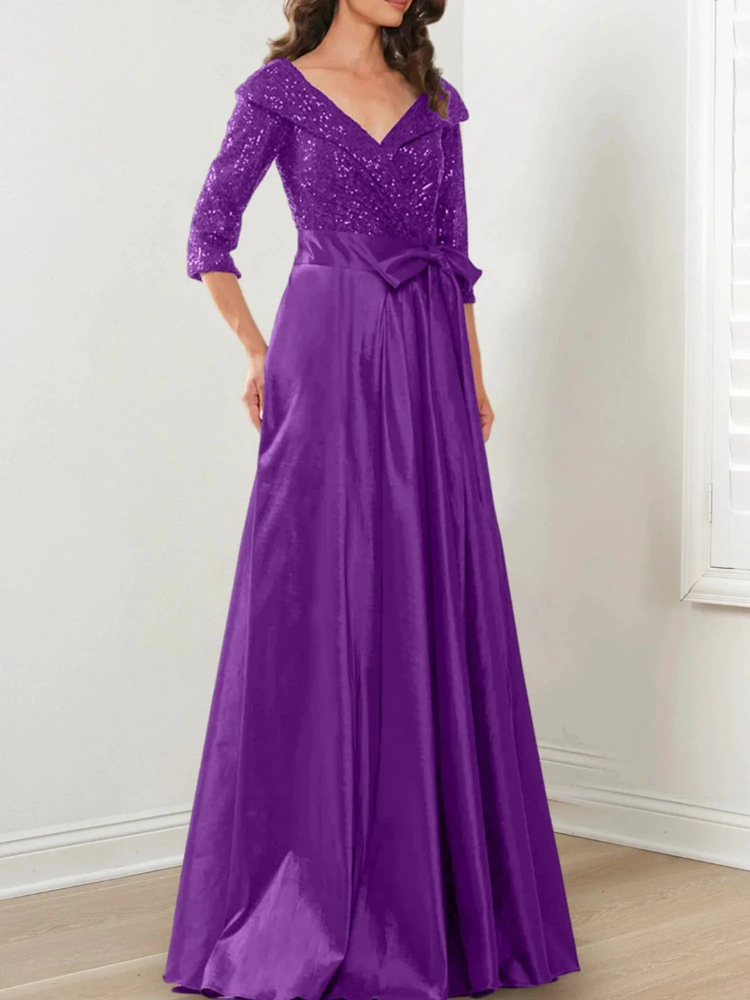 A-Line/Princess V-Neck Floor-Length Mother of the Bride Dresses by Dreamylily