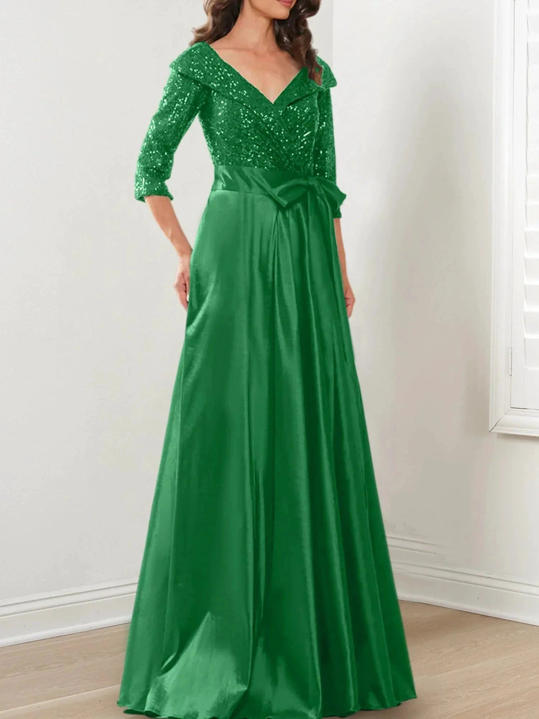 A-Line/Princess V-Neck Floor-Length Mother of the Bride Dresses by Dreamylily