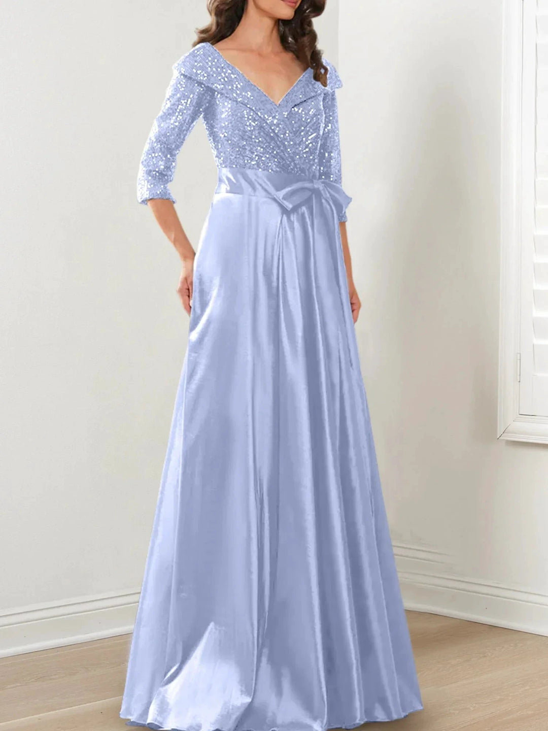 A-Line/Princess V-Neck Floor-Length Mother of the Bride Dresses by Dreamylily
