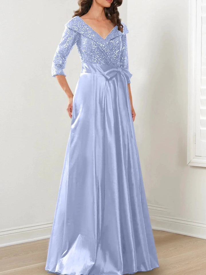 A-Line/Princess V-Neck Floor-Length Mother of the Bride Dresses by Dreamylily