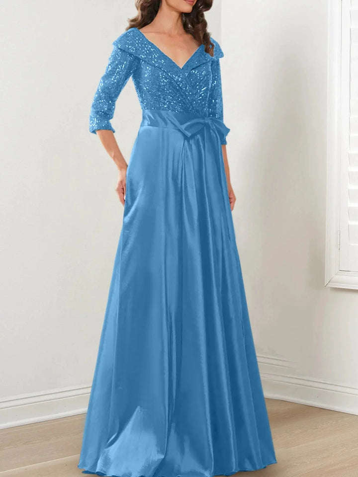 A-Line/Princess V-Neck Floor-Length Mother of the Bride Dresses by Dreamylily