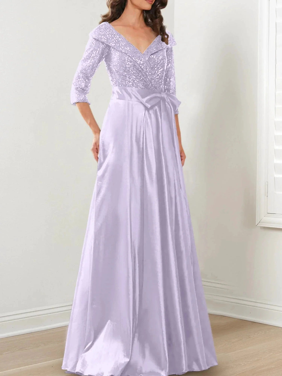 A-Line/Princess V-Neck Floor-Length Mother of the Bride Dresses by Dreamylily