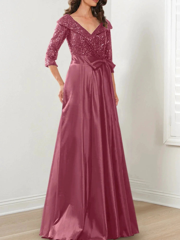 A-Line/Princess V-Neck Floor-Length Mother of the Bride Dresses by Dreamylily