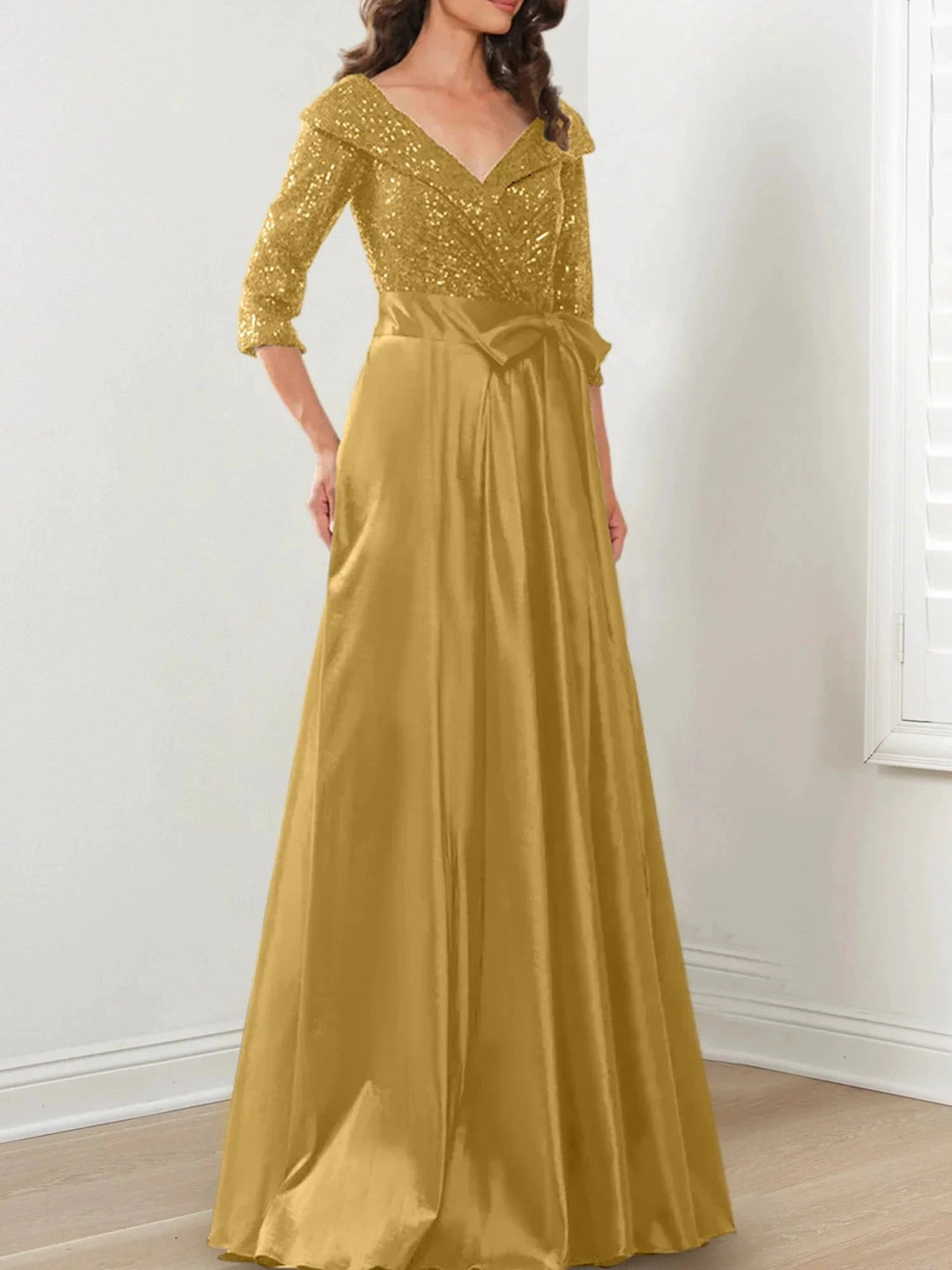 A-Line/Princess V-Neck Floor-Length Mother of the Bride Dresses by Dreamylily