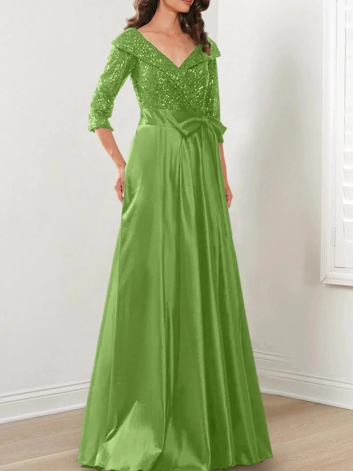 A-Line/Princess V-Neck Floor-Length Mother of the Bride Dresses by Dreamylily