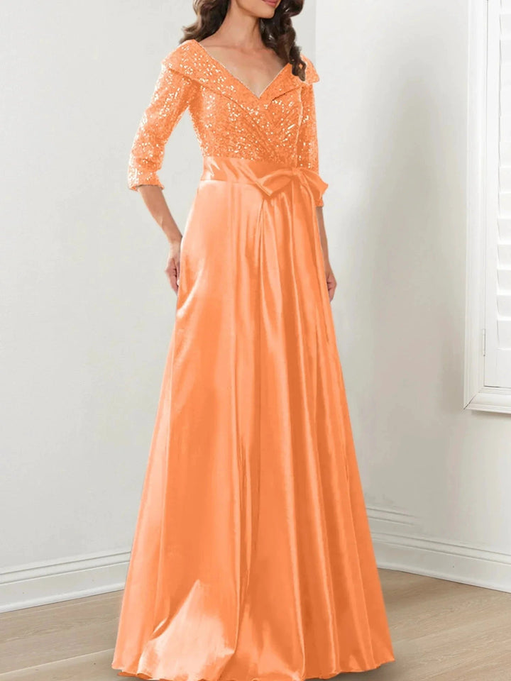 A-Line/Princess V-Neck Floor-Length Mother of the Bride Dresses by Dreamylily
