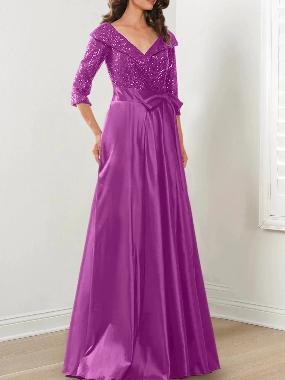 A-Line/Princess V-Neck Floor-Length Mother of the Bride Dresses by Dreamylily
