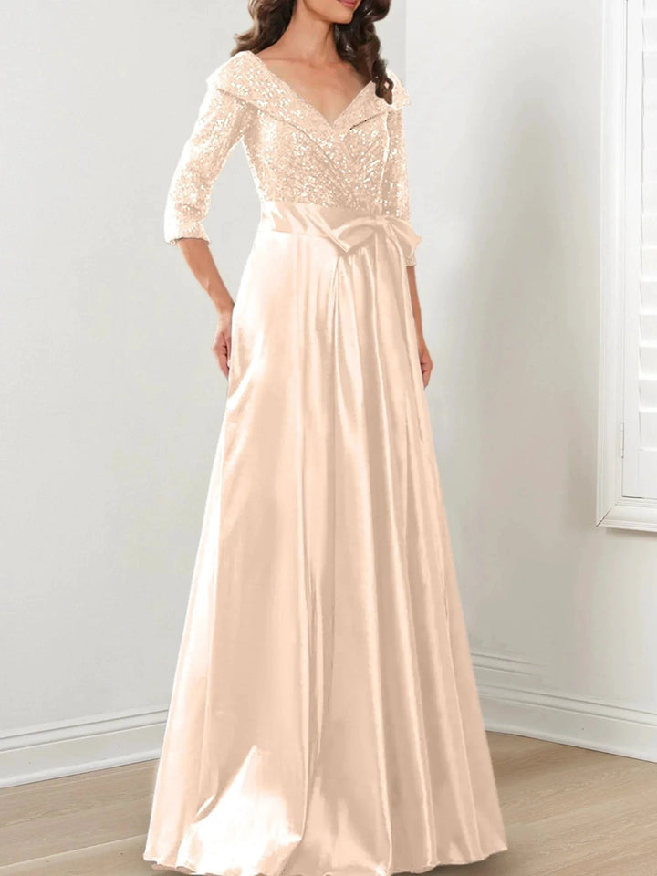 A-Line/Princess V-Neck Floor-Length Mother of the Bride Dresses by Dreamylily