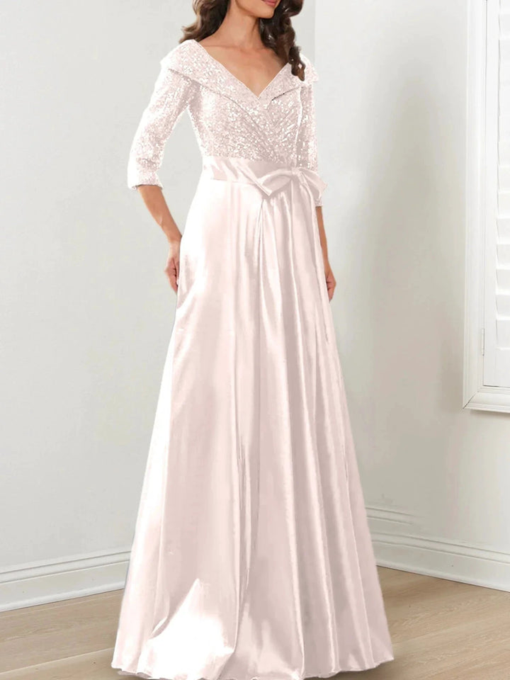 A-Line/Princess V-Neck Floor-Length Mother of the Bride Dresses by Dreamylily