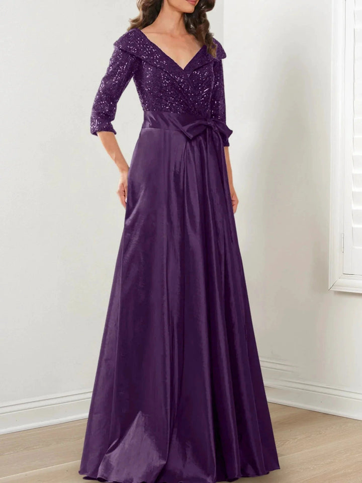 A-Line/Princess V-Neck Floor-Length Mother of the Bride Dresses by Dreamylily