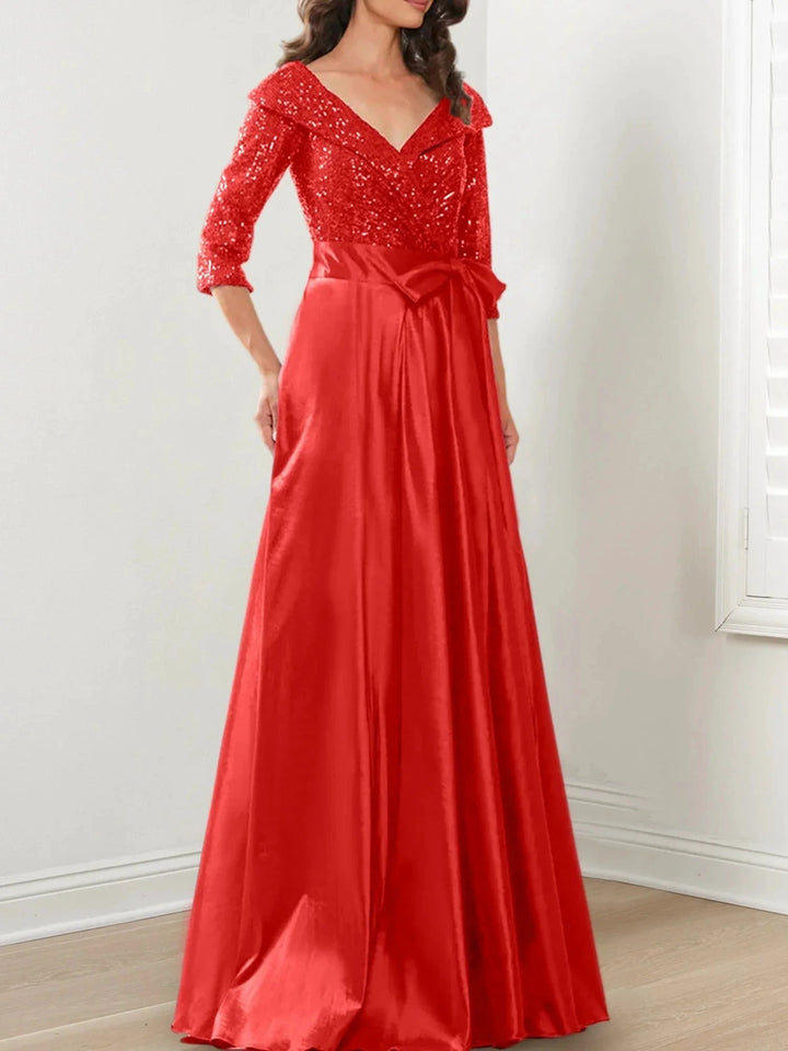 A-Line/Princess V-Neck Floor-Length Mother of the Bride Dresses by Dreamylily