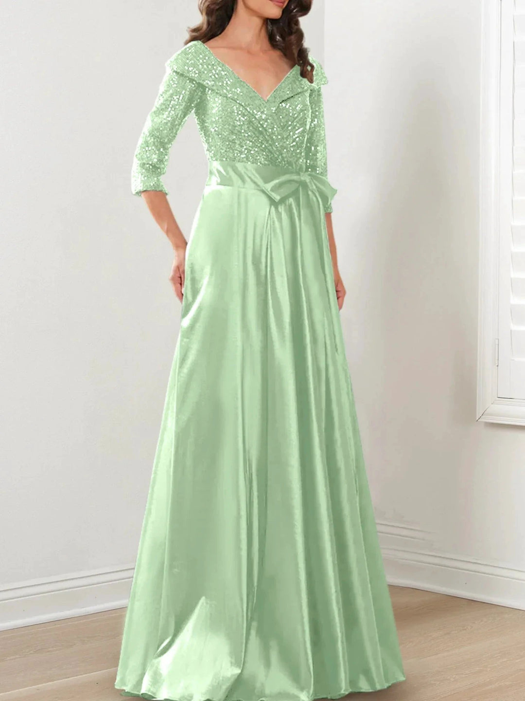 A-Line/Princess V-Neck Floor-Length Mother of the Bride Dresses by Dreamylily