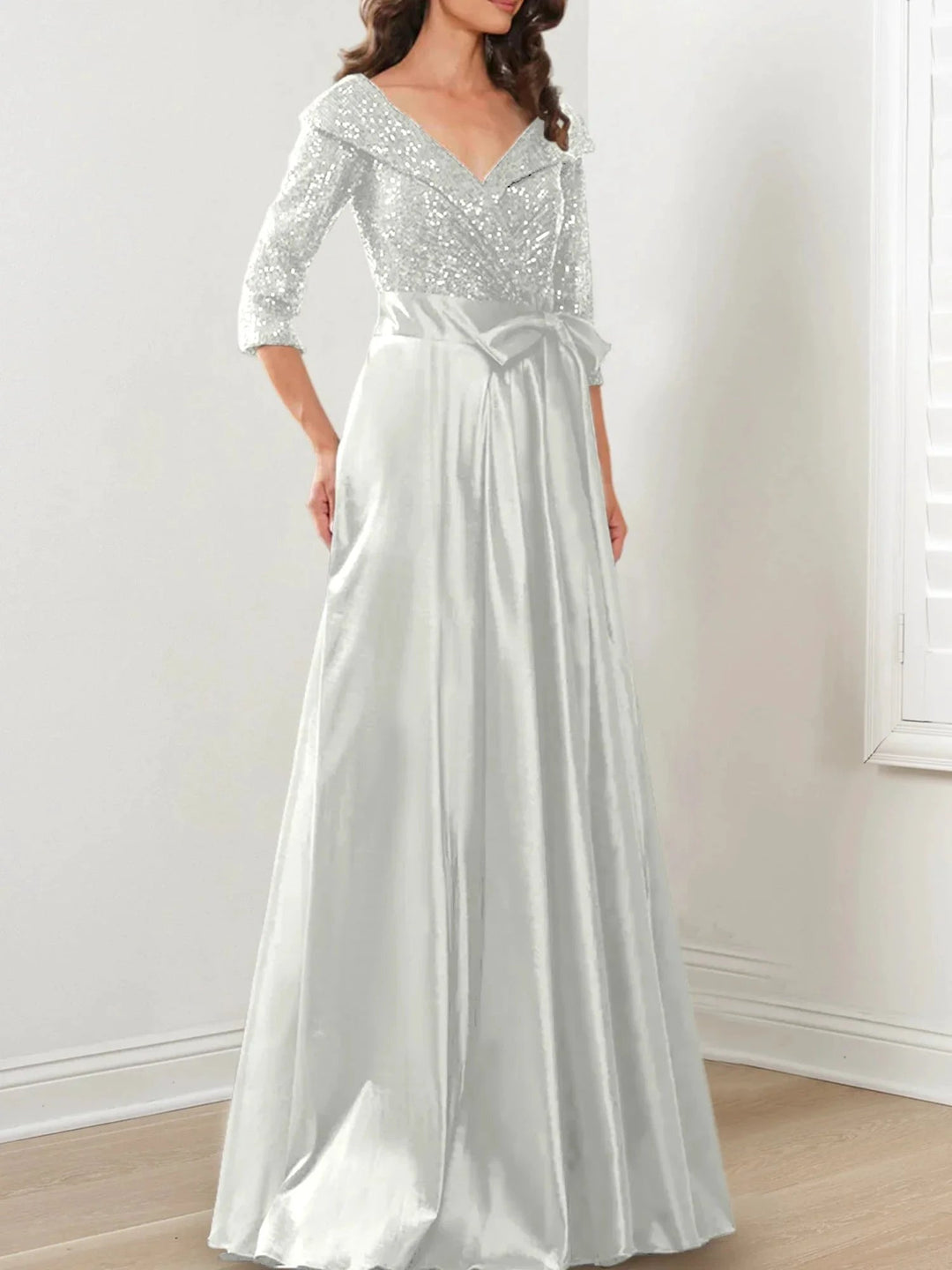 A-Line/Princess V-Neck Floor-Length Mother of the Bride Dresses by Dreamylily