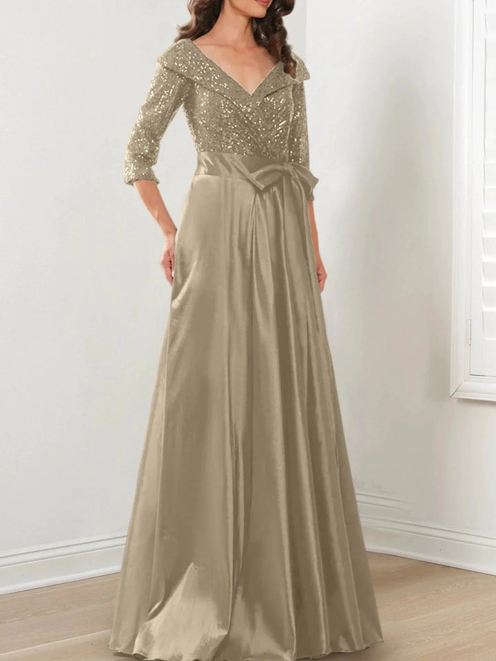 A-Line/Princess V-Neck Floor-Length Mother of the Bride Dresses by Dreamylily