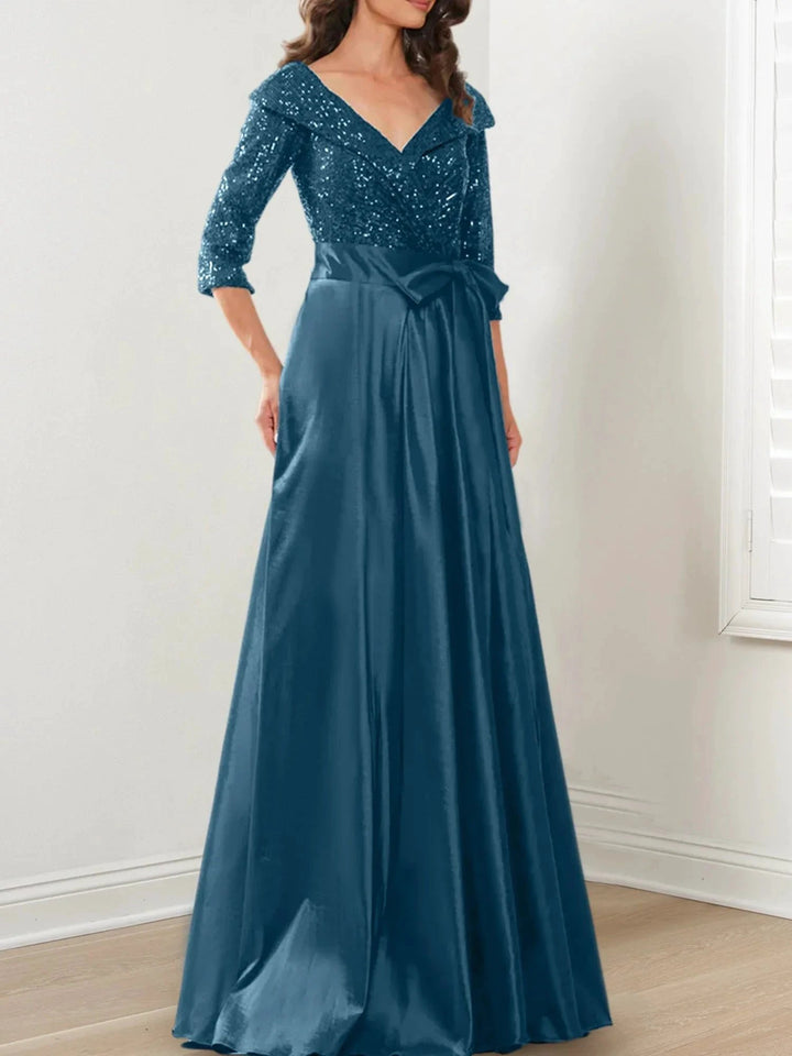 A-Line/Princess V-Neck Floor-Length Mother of the Bride Dresses by Dreamylily