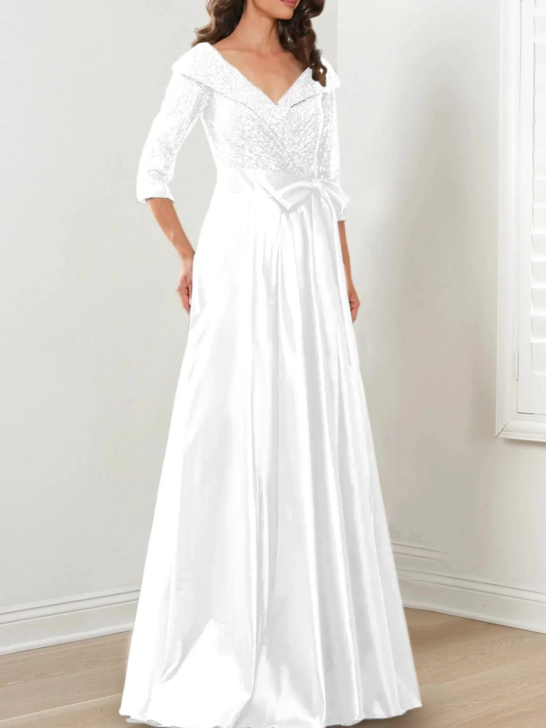 A-Line/Princess V-Neck Floor-Length Mother of the Bride Dresses by Dreamylily