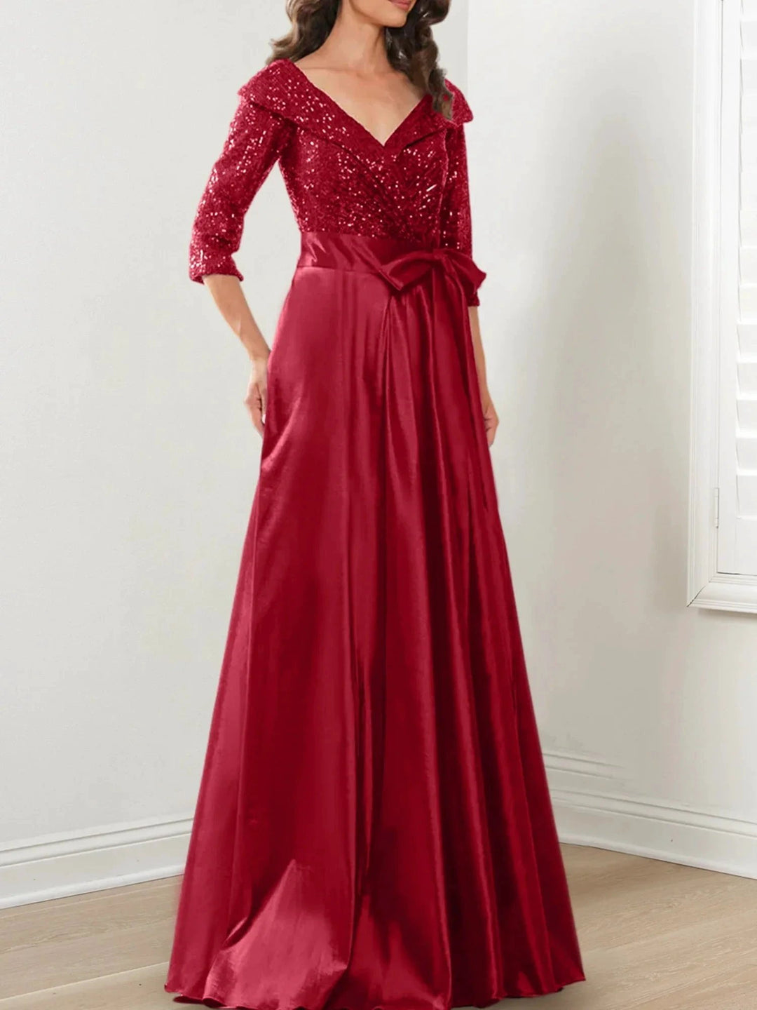 A-Line/Princess V-Neck Floor-Length Mother of the Bride Dresses by Dreamylily