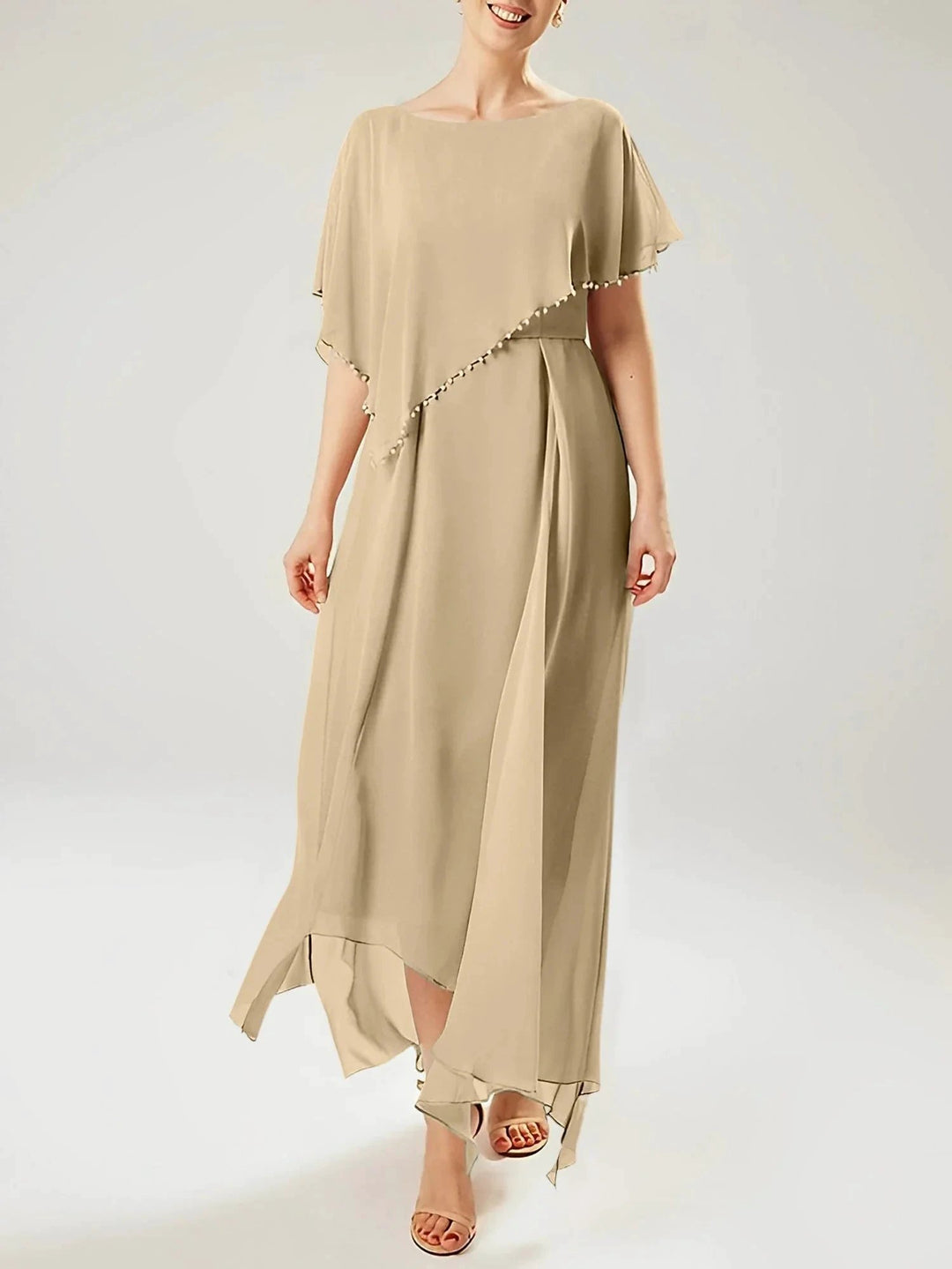 Sheath/Column Scoop Short Sleeves Mother of the Bride Dresses with Tassel by Dreamylily