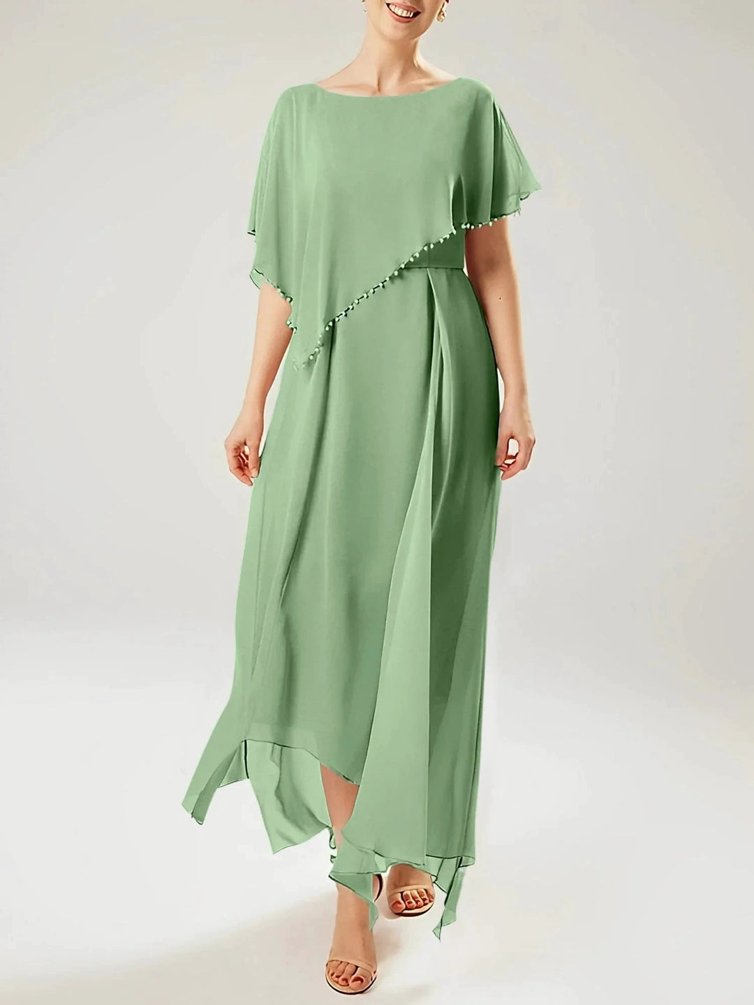 Sheath/Column Scoop Short Sleeves Mother of the Bride Dresses with Tassel by Dreamylily