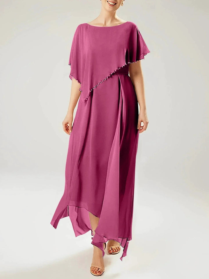 Sheath/Column Scoop Short Sleeves Mother of the Bride Dresses with Tassel by Dreamylily