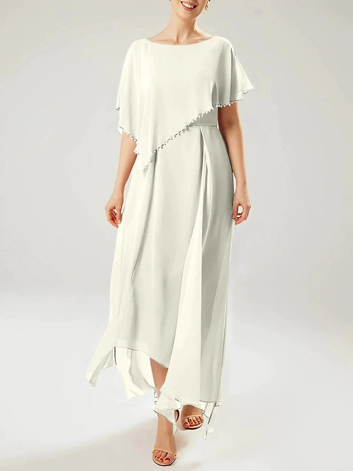 Sheath/Column Scoop Short Sleeves Mother of the Bride Dresses with Tassel by Dreamylily