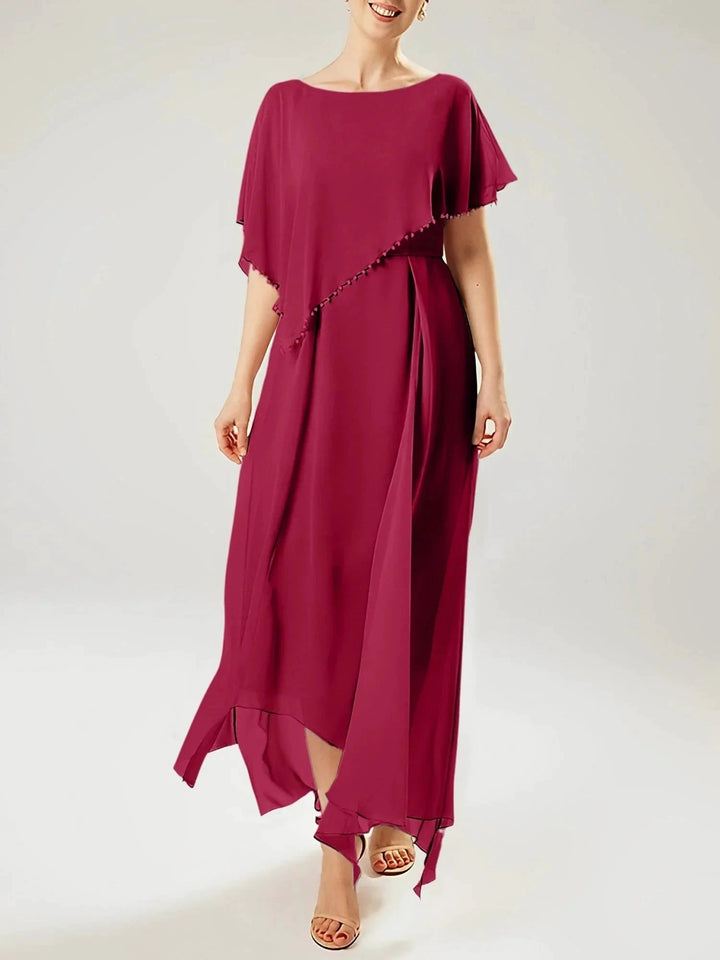 Sheath/Column Scoop Short Sleeves Mother of the Bride Dresses with Tassel by Dreamylily
