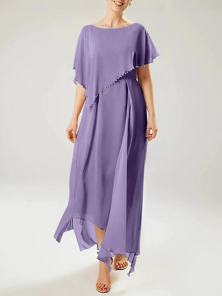 Sheath/Column Scoop Short Sleeves Mother of the Bride Dresses with Tassel by Dreamylily
