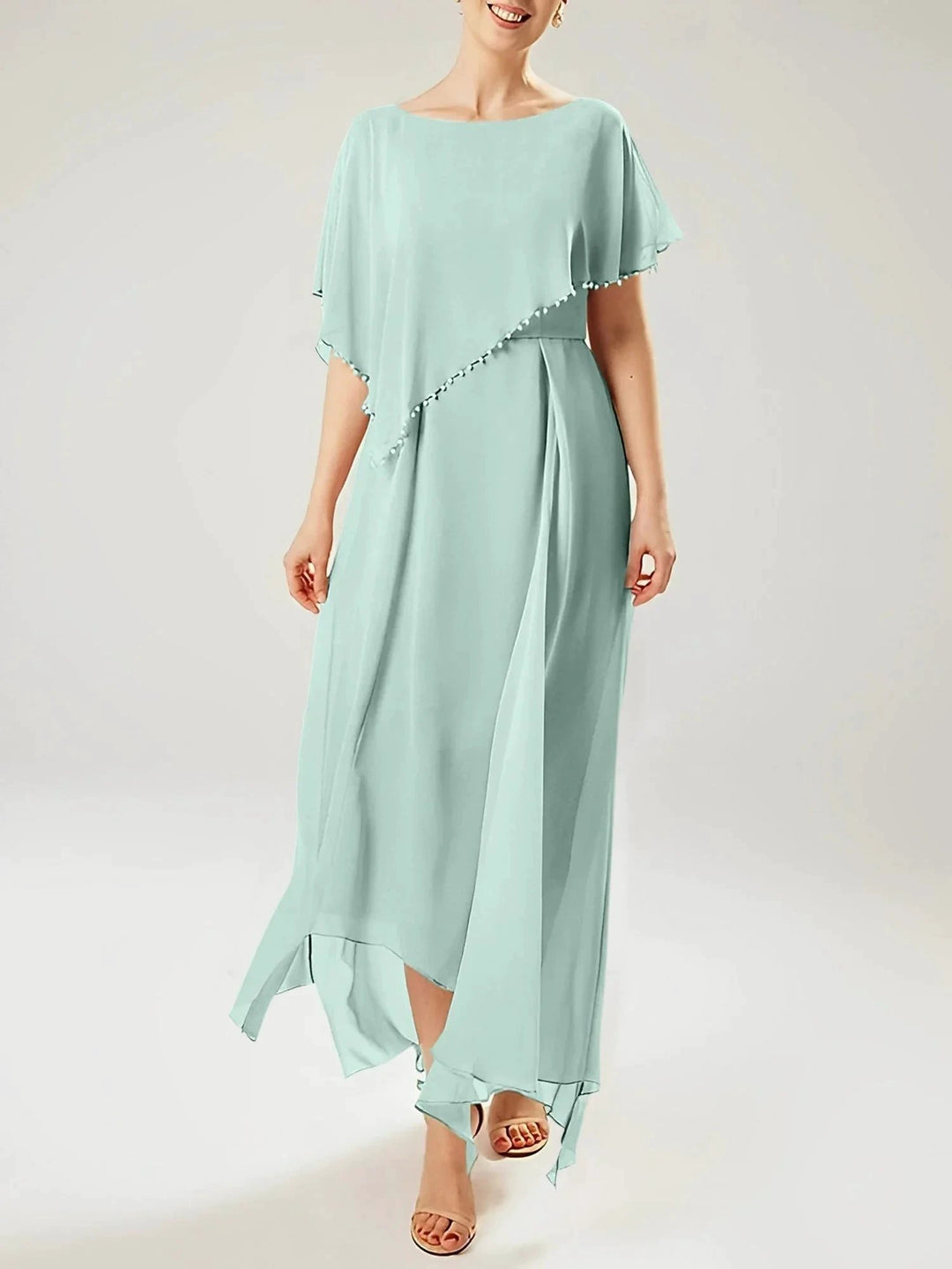 Sheath/Column Scoop Short Sleeves Mother of the Bride Dresses with Tassel by Dreamylily