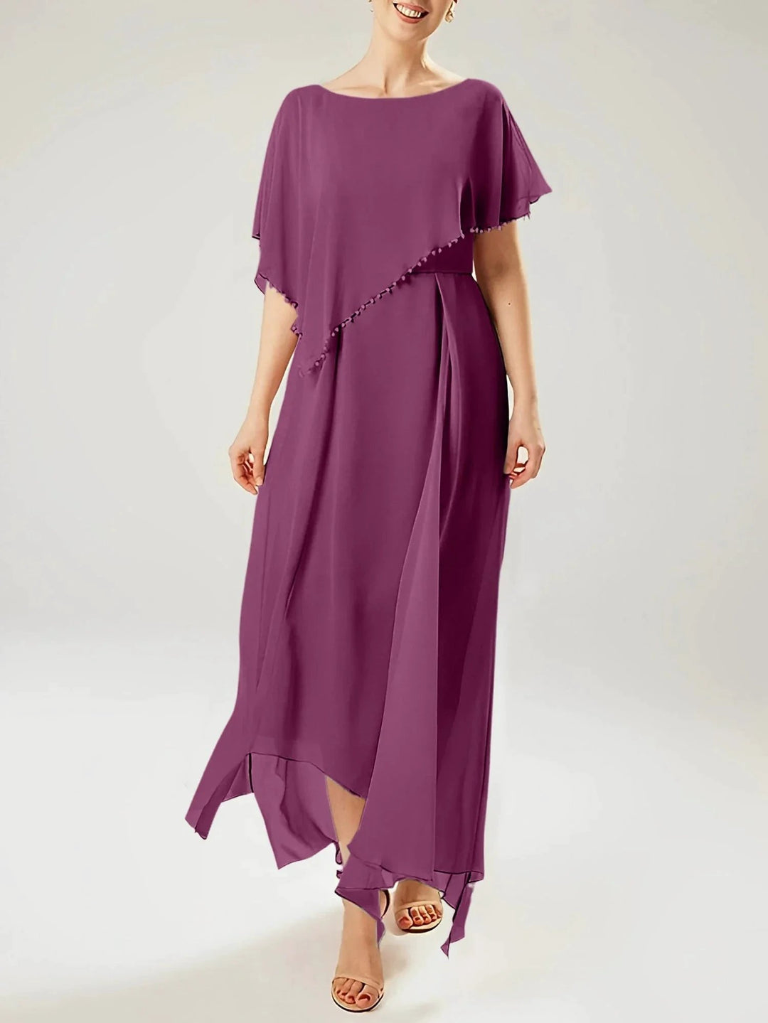 Sheath/Column Scoop Short Sleeves Mother of the Bride Dresses with Tassel by Dreamylily
