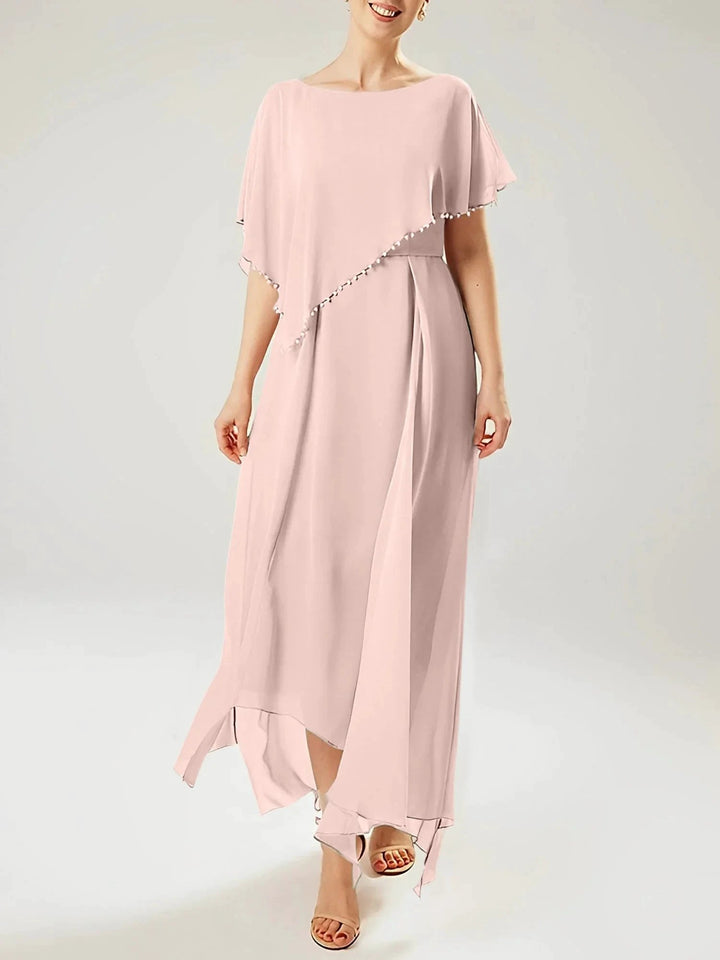 Sheath/Column Scoop Short Sleeves Mother of the Bride Dresses with Tassel by Dreamylily