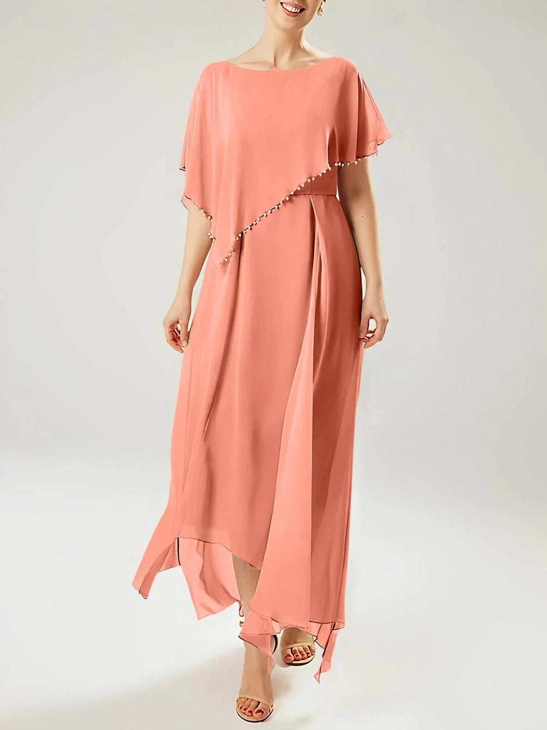 Sheath/Column Scoop Short Sleeves Mother of the Bride Dresses with Tassel by Dreamylily