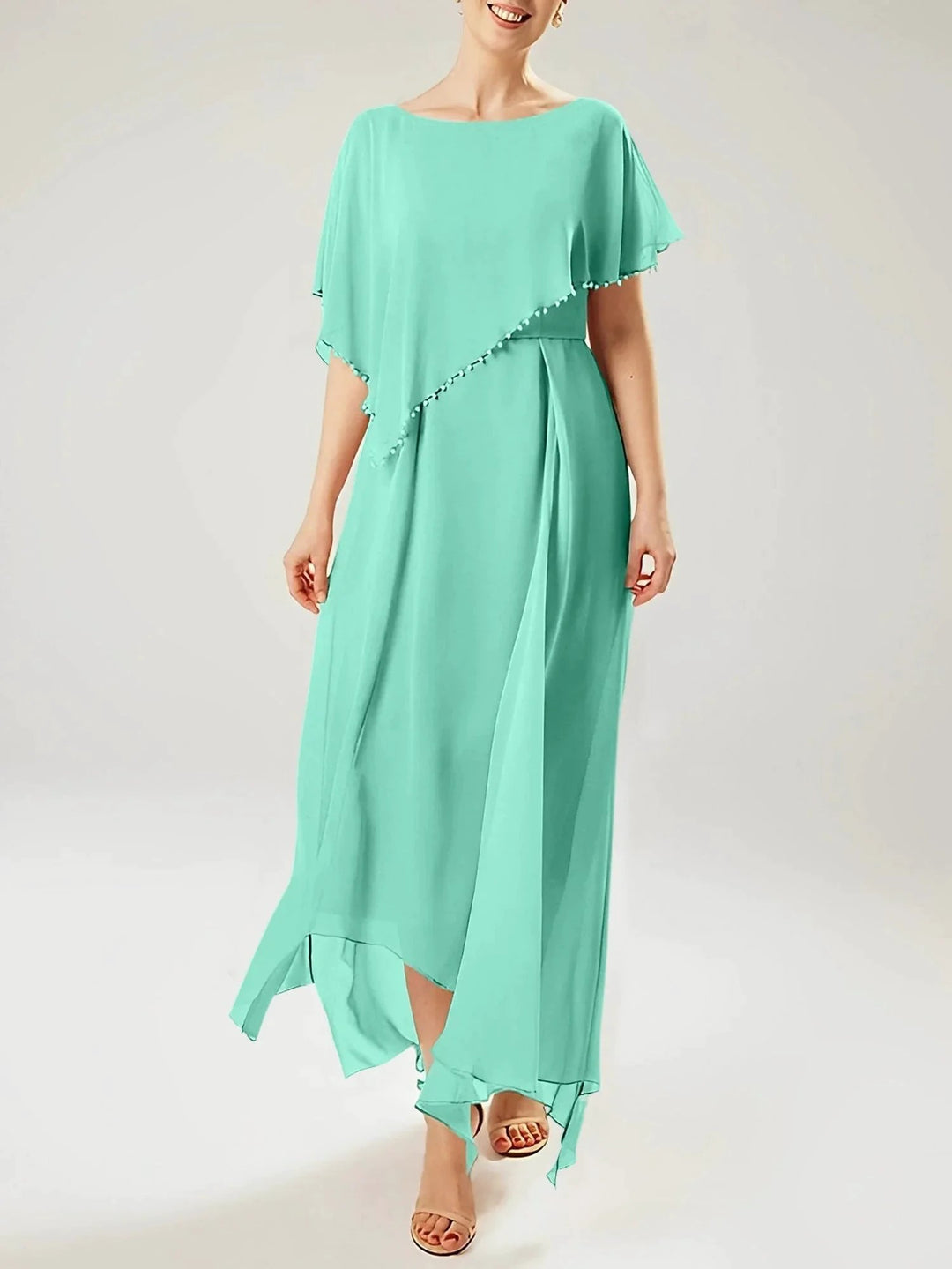 Sheath/Column Scoop Short Sleeves Mother of the Bride Dresses with Tassel by Dreamylily