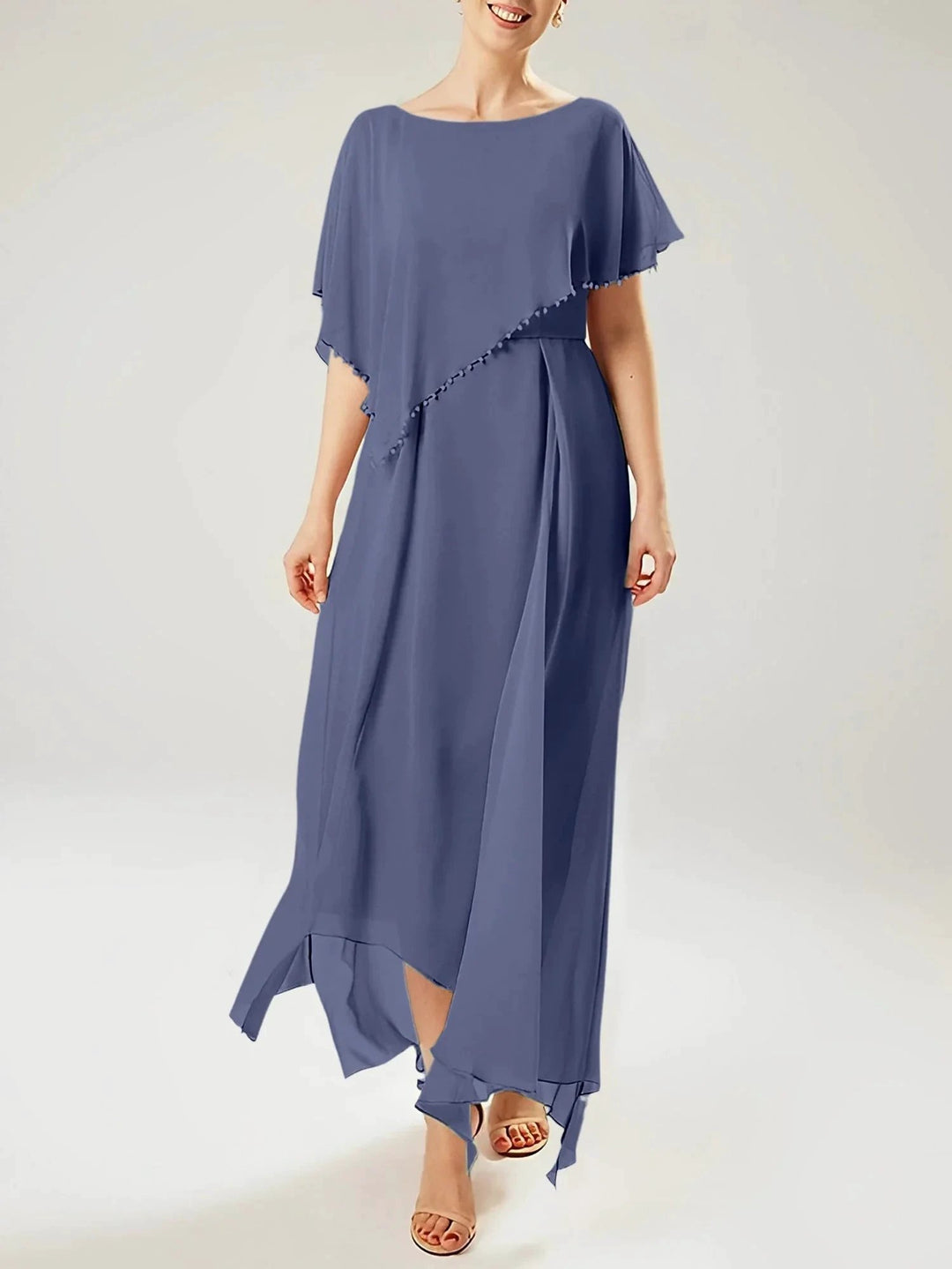 Sheath/Column Scoop Short Sleeves Mother of the Bride Dresses with Tassel by Dreamylily
