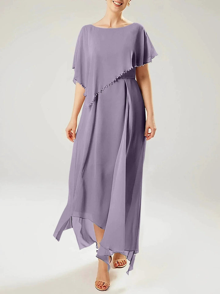 Sheath/Column Scoop Short Sleeves Mother of the Bride Dresses with Tassel by Dreamylily