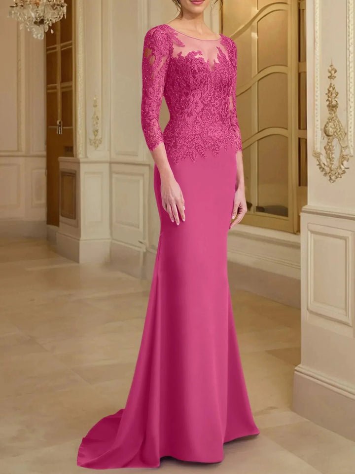 Trumpet/Mermaid Scoop Long Sleeves Mother of the Bride Dresses With Lace by Dreamylily