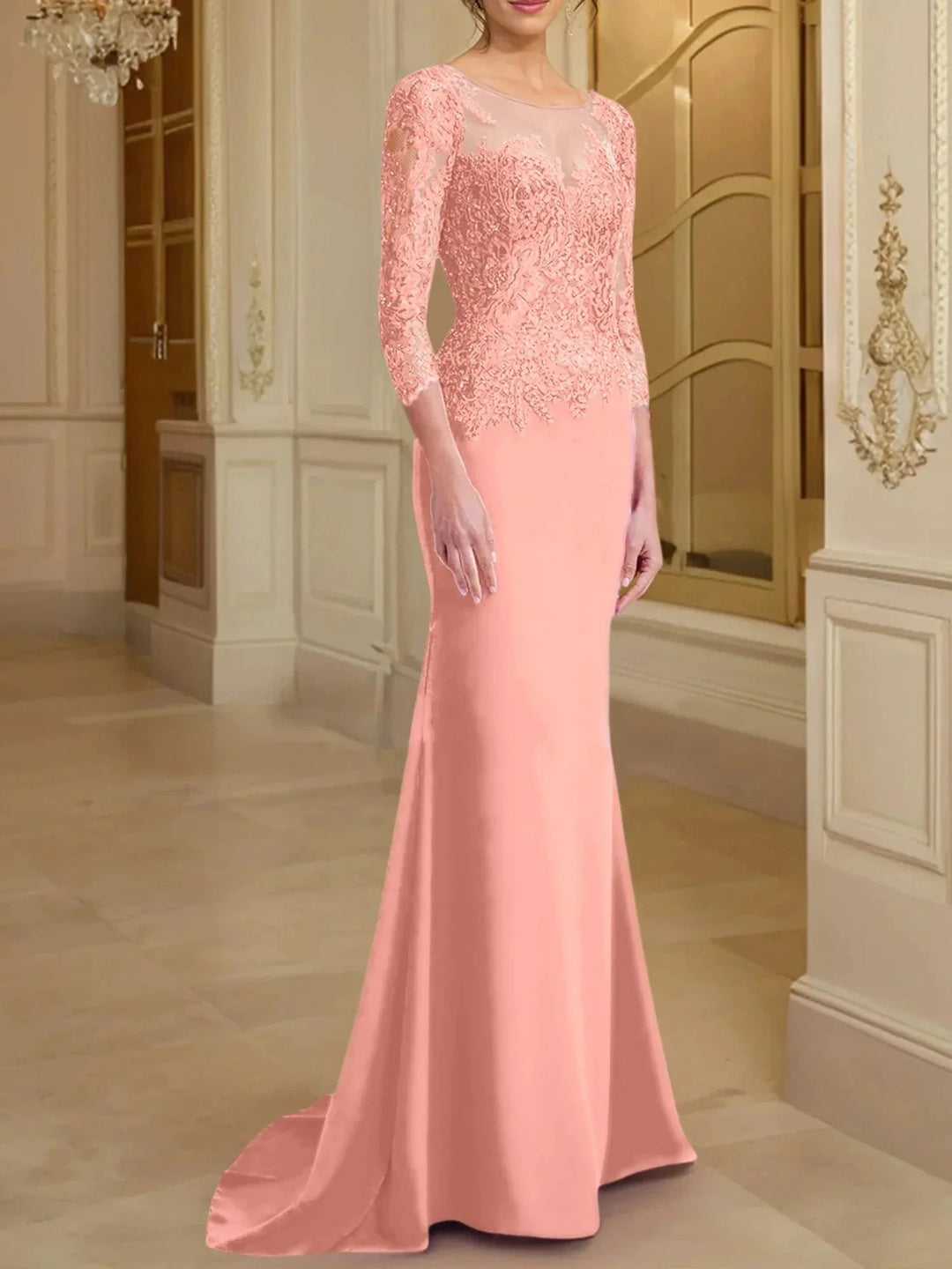 Trumpet/Mermaid Scoop Long Sleeves Mother of the Bride Dresses With Lace by Dreamylily