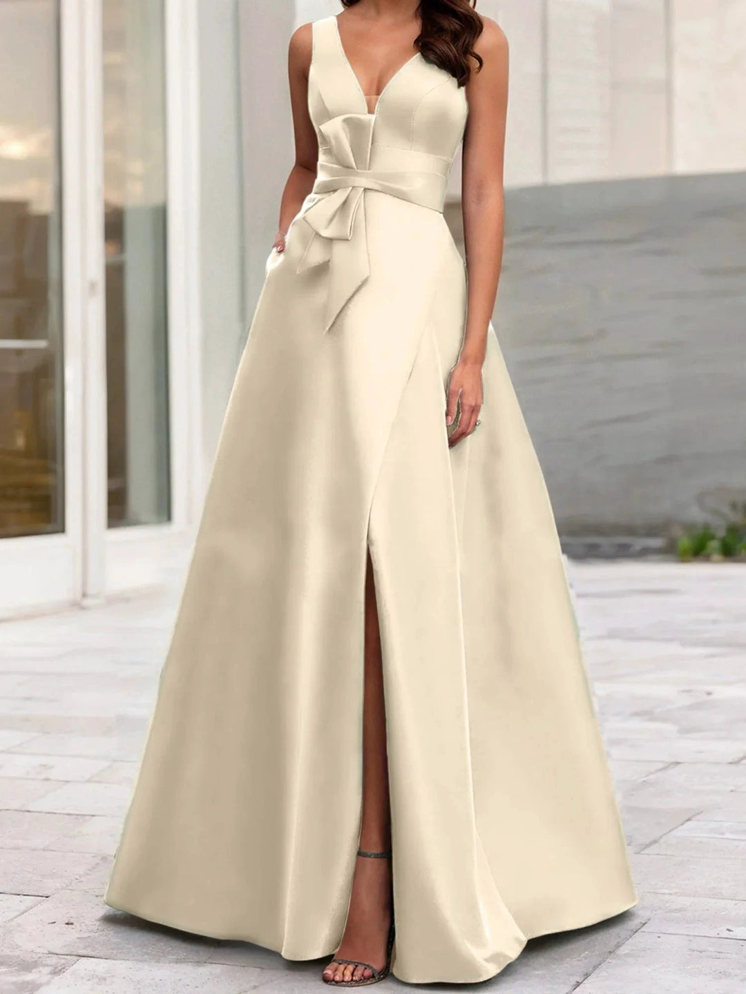 A-Line/Princess V-Neck Sleeveless Mother Of The Bride Dresses With Split Side by Dreamylily