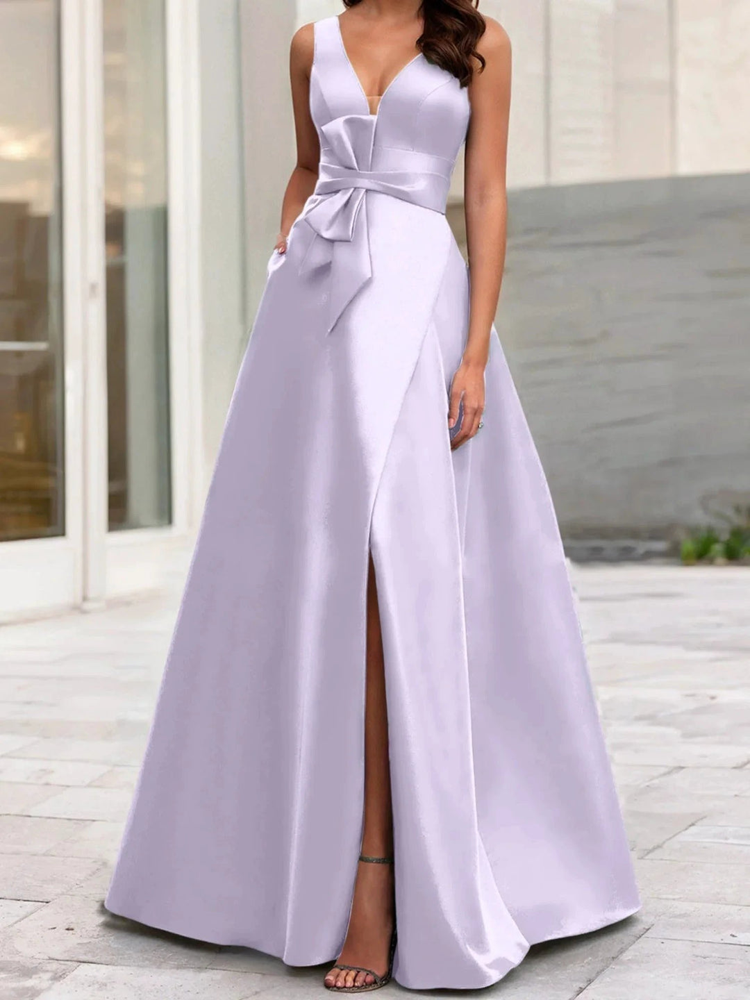 A-Line/Princess V-Neck Sleeveless Mother Of The Bride Dresses With Split Side by Dreamylily