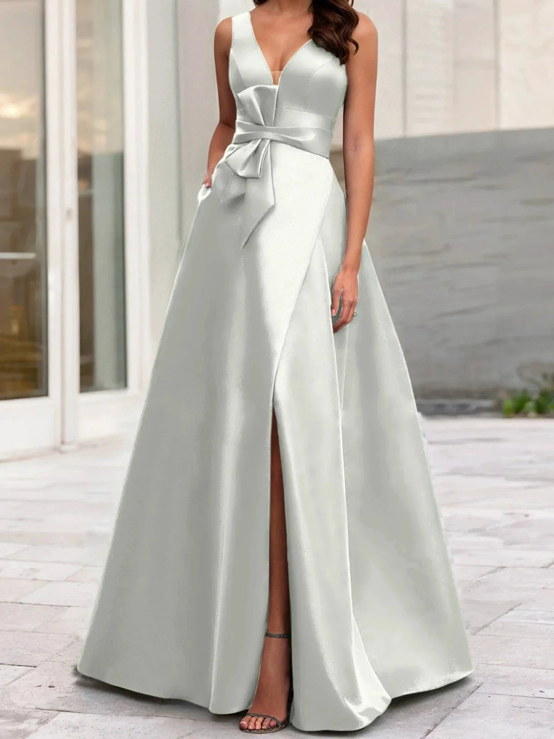 A-Line/Princess V-Neck Sleeveless Mother Of The Bride Dresses With Split Side by Dreamylily