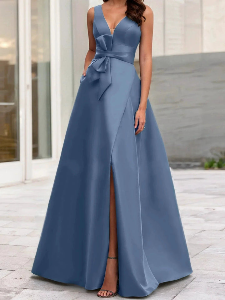A-Line/Princess V-Neck Sleeveless Mother Of The Bride Dresses With Split Side by Dreamylily