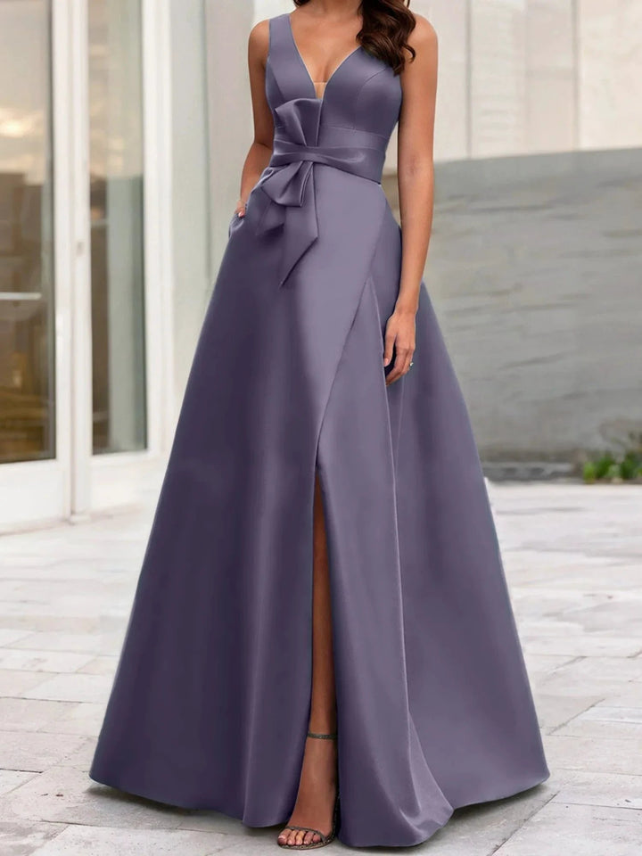 A-Line/Princess V-Neck Sleeveless Mother Of The Bride Dresses With Split Side by Dreamylily