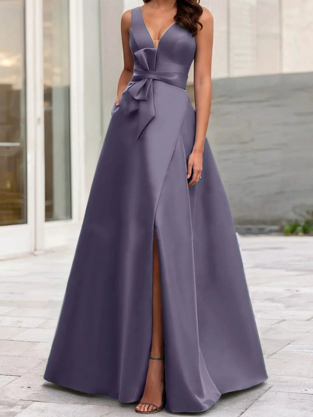 A-Line/Princess V-Neck Sleeveless Mother Of The Bride Dresses With Split Side by Dreamylily