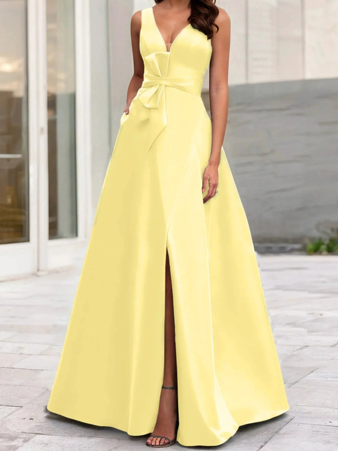 A-Line/Princess V-Neck Sleeveless Mother Of The Bride Dresses With Split Side by Dreamylily