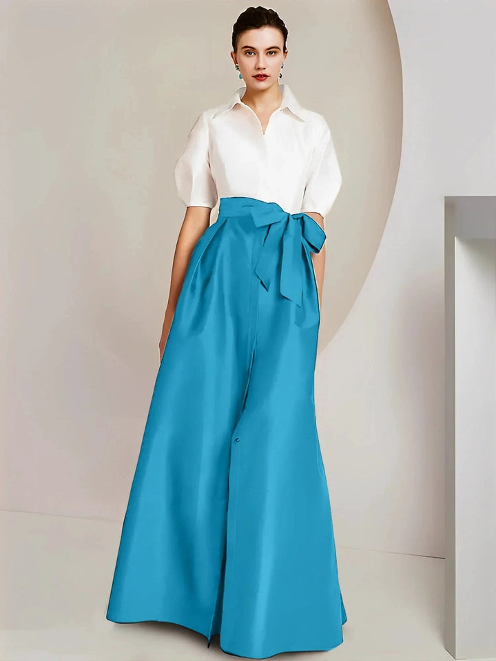 A-Line/Princess Shirt Collar Short Sleeves 2 pieces Mother Of The Bride Dresses by Dreamylily