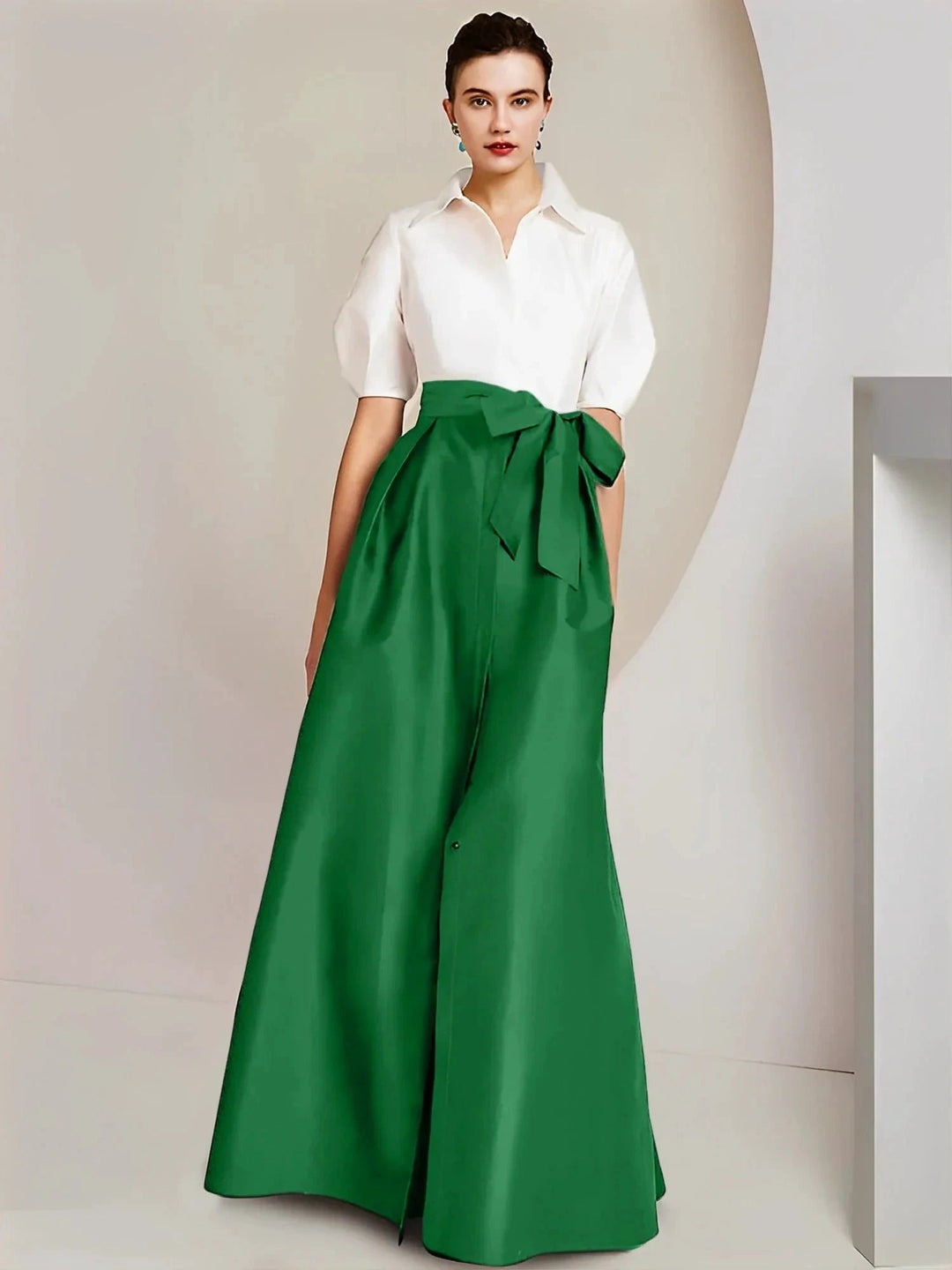 A-Line/Princess Shirt Collar Short Sleeves 2 pieces Mother Of The Bride Dresses by Dreamylily