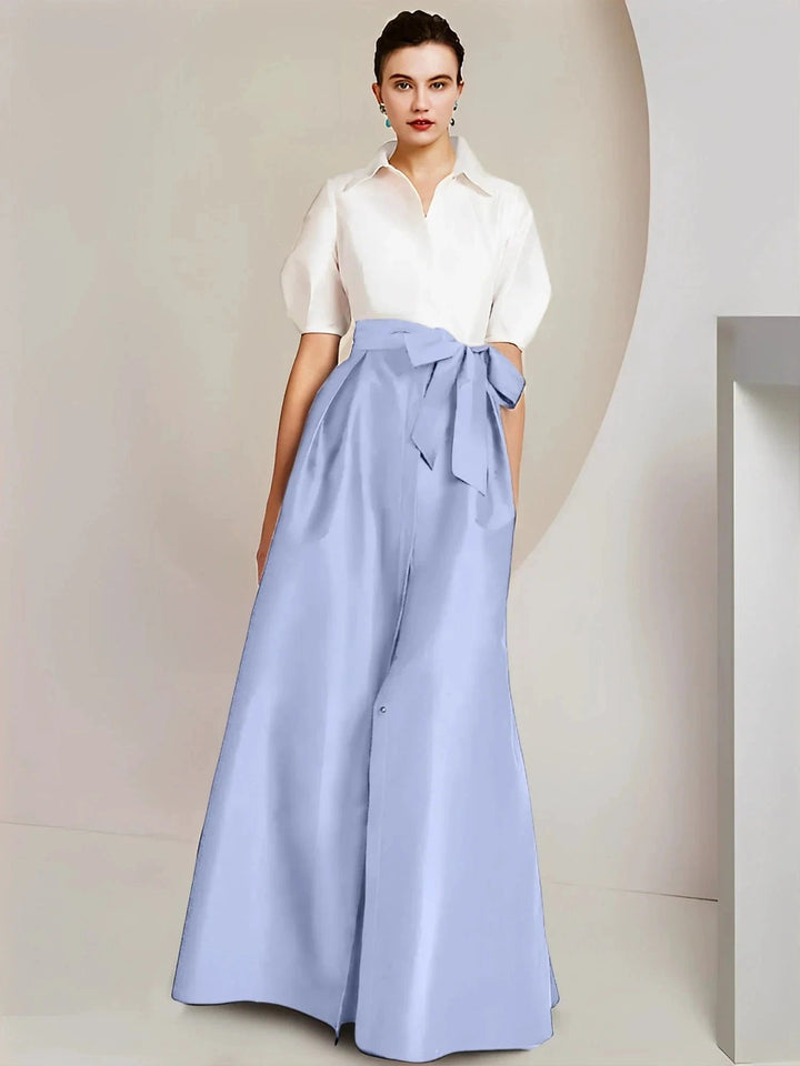 A-Line/Princess Shirt Collar Short Sleeves 2 pieces Mother Of The Bride Dresses by Dreamylily